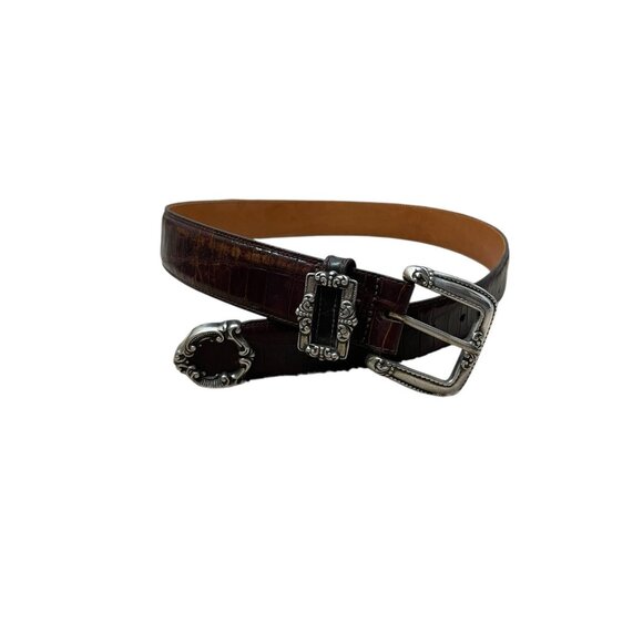 Brighton Vintage Belt Leather Silver Metal Accents 1993 Size Small Brighton Vintage Belt Leather Silver Metal Accents 1993 Size  main image 2